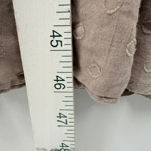 Smocked Swiss Dot Taupe Midi Dress Women M Boho Indie Festival Cottagecore - Picture 5 of 9